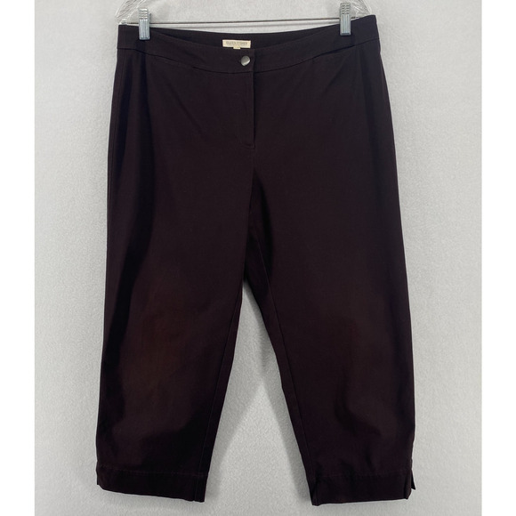 EILEEN FISHER Pants PL Organic Cotton Stretch Twill Tapered Cropped Chino Brown - Picture 1 of 16
